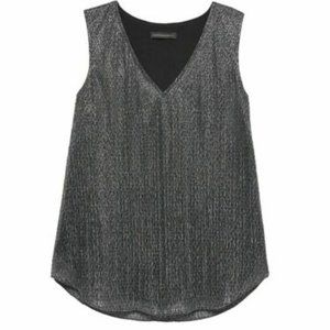 🆕 Banana Republic Silver Metallic V-Neck Top M